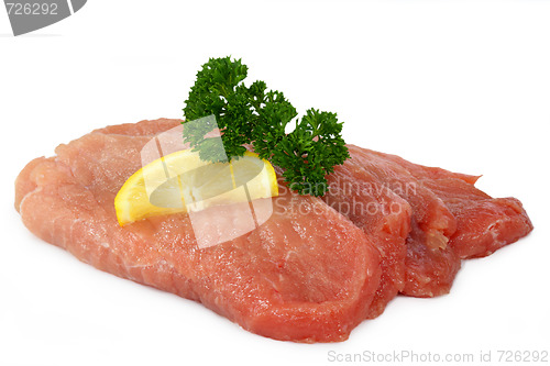 Image of Raw pork cutlet schnitzel