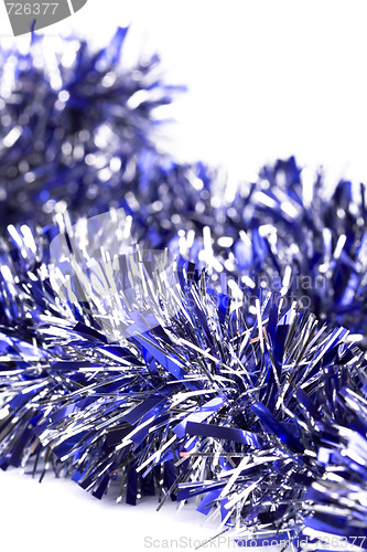 Image of blue christmas tinsel 