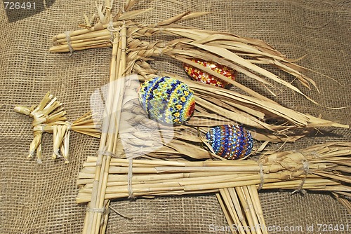 Image of Easter eggs and toy horsy