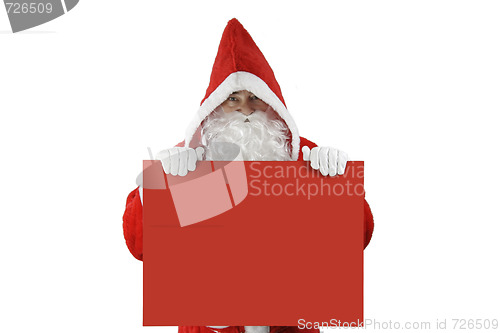 Image of Santa Claus with red board