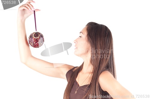 Image of Brunette with christmas decoration