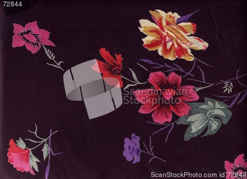 Image of Black silk with flowers