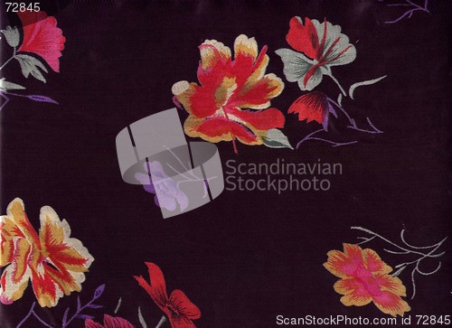Image of Black silk with flowers