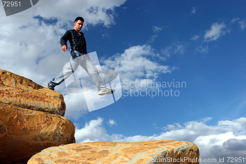 Image of Man walking the corporate ladder