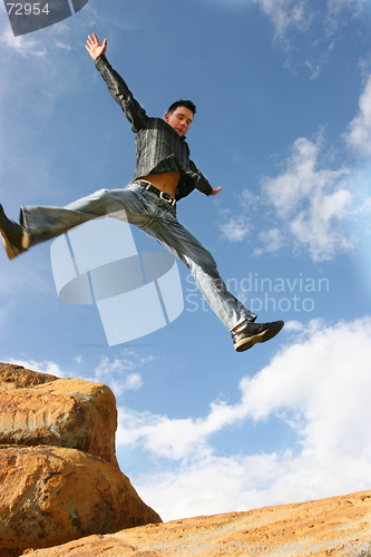 Image of Man jumping of joy