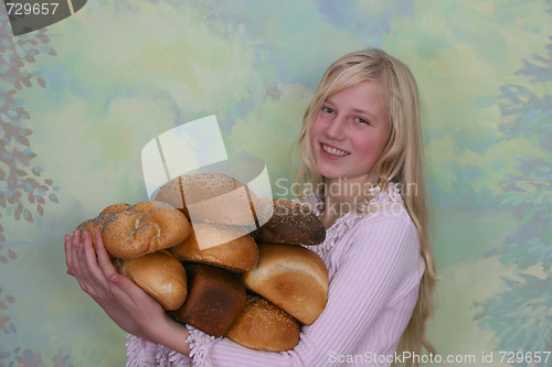 Image of Girl with loafs of bread