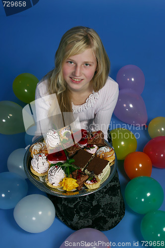 Image of Girl with cakes