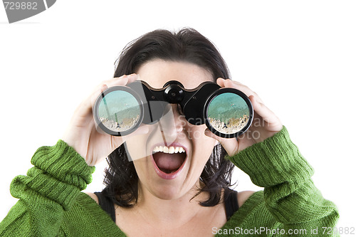 Image of isolated girl searching for vacations