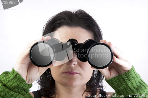 Image of isolated girl searching for business