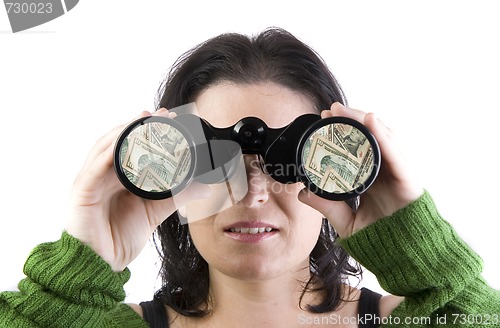 Image of isolated girl searching for business