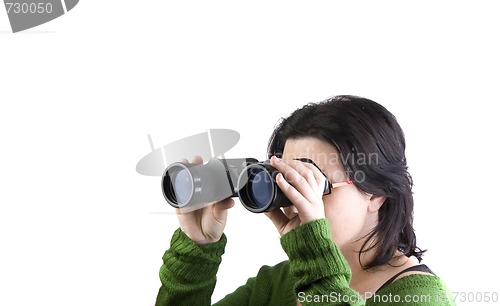 Image of isolated girl searching for business