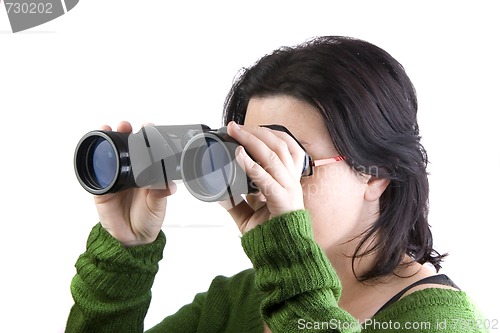 Image of isolated girl searching for business