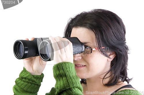 Image of isolated girl searching for business