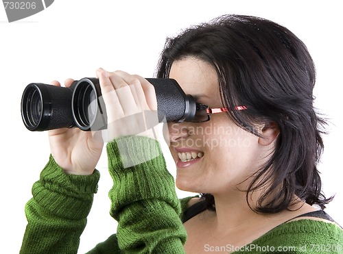 Image of isolated girl searching for business