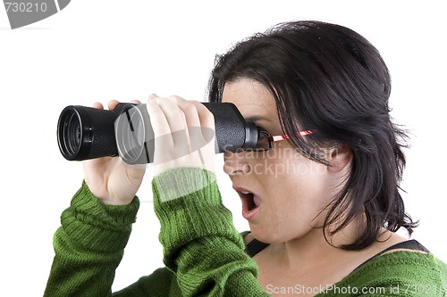 Image of isolated girl searching for business