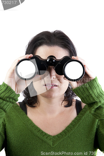 Image of isolated girl searching for business