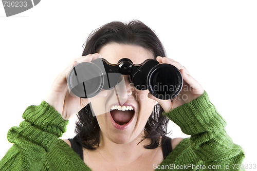 Image of isolated girl searching for business