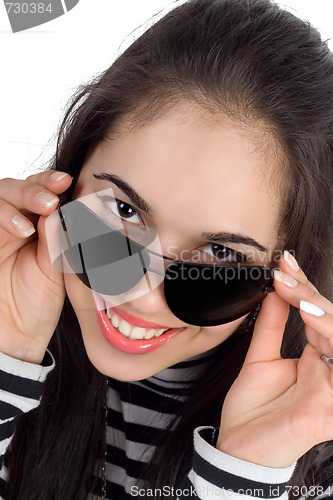 Image of Brunette with sunglasses