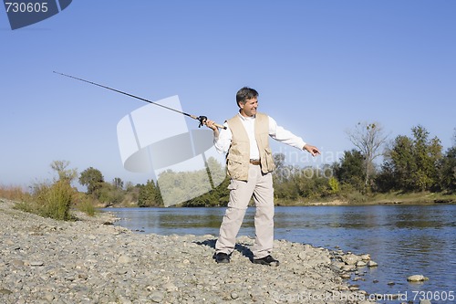 Image of Man Fishing in River