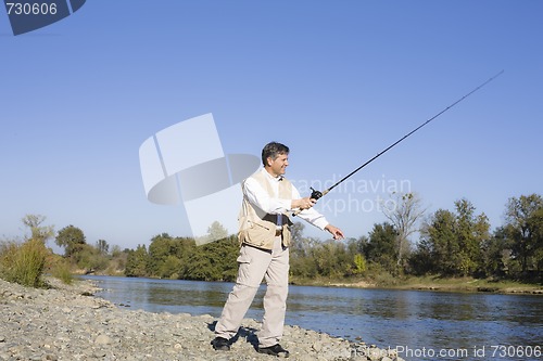 Image of Man Fishing in River