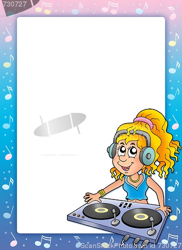 Image of Music frame with cartoon DJ girl