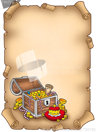 Image of Parchment with big treasure chest