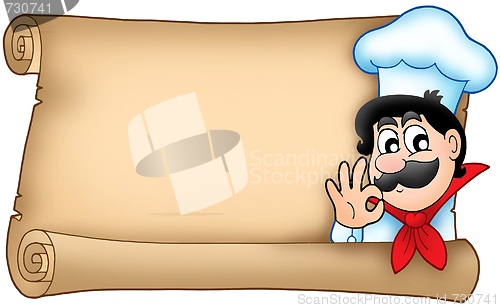 Image of Old scroll with cute chef