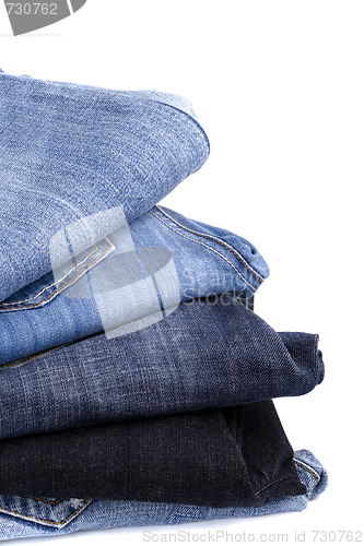 Image of stack of blue jeans