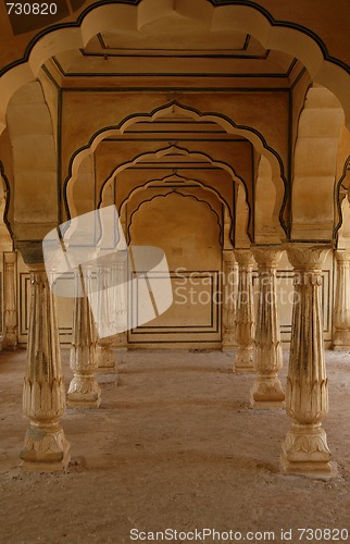 Image of Empty corridor in an abandoned Amber Fort. Rajasthan, India