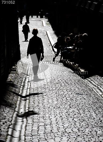 Image of silhouettes on street