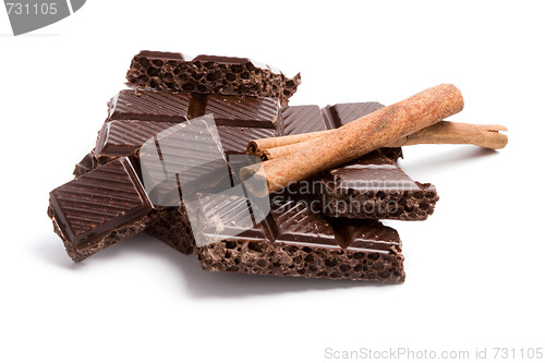 Image of chocolate, coffee and cinnamon sticks