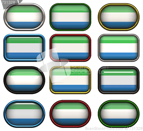 Image of twelve buttons of the Flag of Sierra Leone