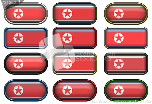 Image of twelve buttons of the Flag of North Korea