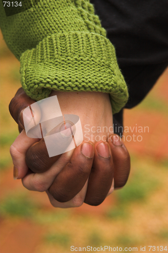 Image of male & female clasping hands