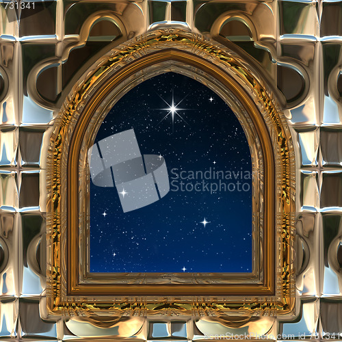 Image of window looking out to night sky with wishing star