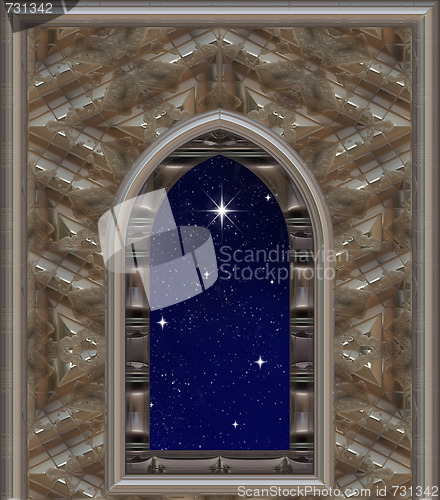 Image of window looking out to night sky with wishing star