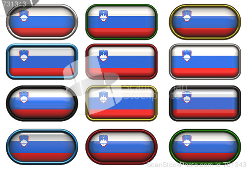 Image of twelve buttons of the Flag of Slovenia