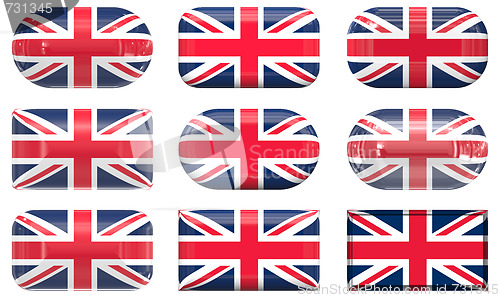 Image of nine glass buttons of the Flag of the United Kingdom