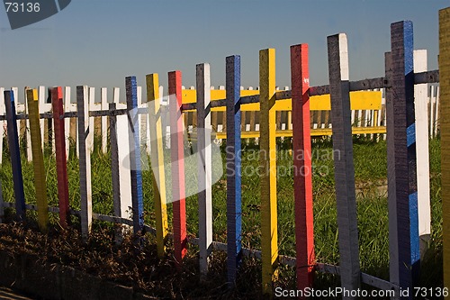 Image of Multli colored railing fence