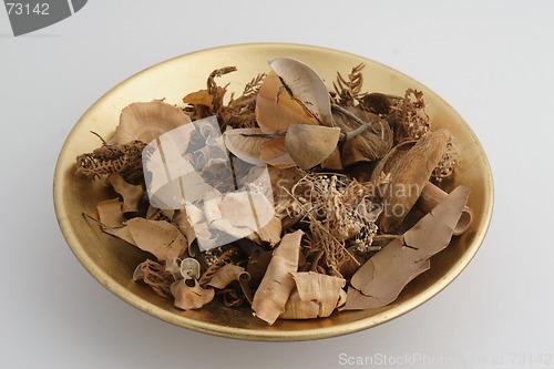 Image of pot pourri in gold bowl