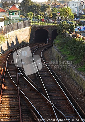 Image of Train tracks in rural town