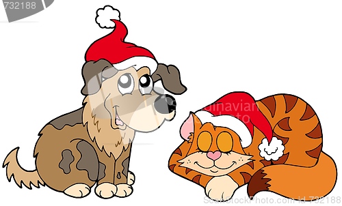 Image of Christmas cat and dog