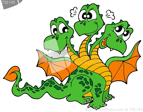 Image of Cute three headed dragon