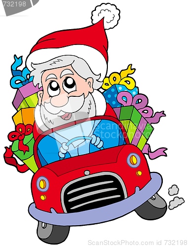 Image of Santa Claus driving car