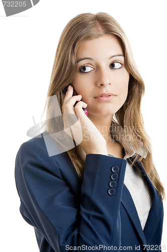 Image of Business woman using a cell phone