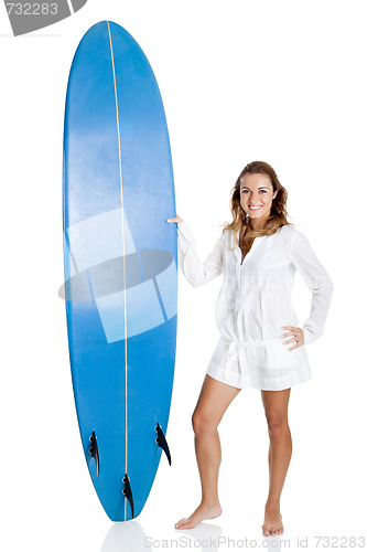 Image of Woman with a surfboard