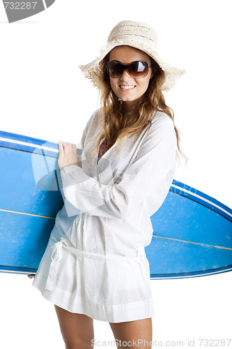 Image of Woman with a surfboard