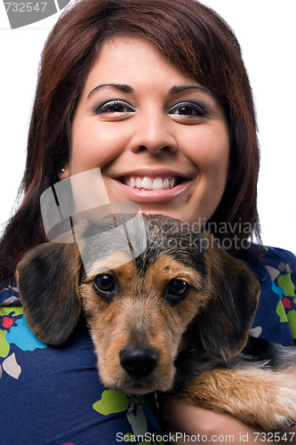 Image of Woman and Puppy