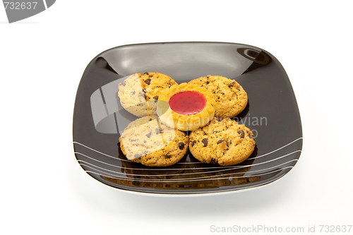 Image of cookies on plate isolated on white backgrounds