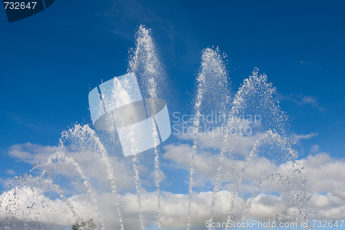 Image of Splash of fountain in a urban park